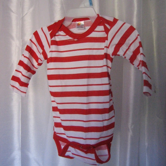 Holiday Red & White Striped Unisex Infant One Piece Body Suit Cotton Sz 3-6M NW - Picture 5 of 5